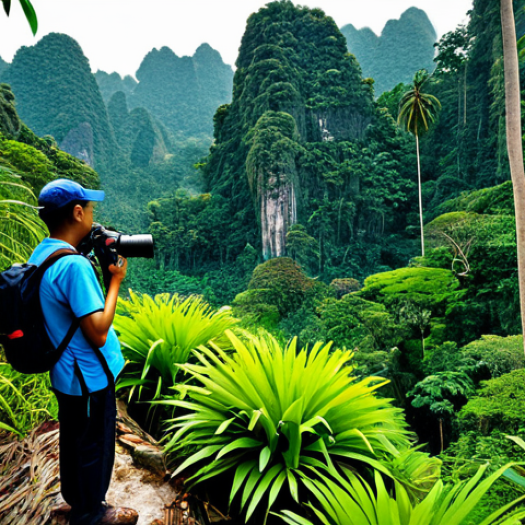 자연보호구역의 생태적 가치 이해하기 - **Lush Biodiversity:** "A vibrant, colorful scene showcasing diverse flora and fauna in a Southeast ...