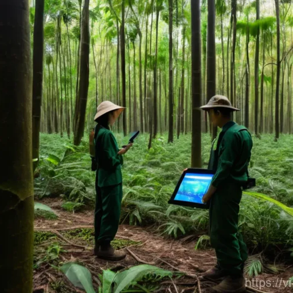자연보호구역의 관리 방안에 대한 연구 - **Digital Forest Guardians in Vietnam**
A panoramic, high-angle shot captures a lush, dense trop...