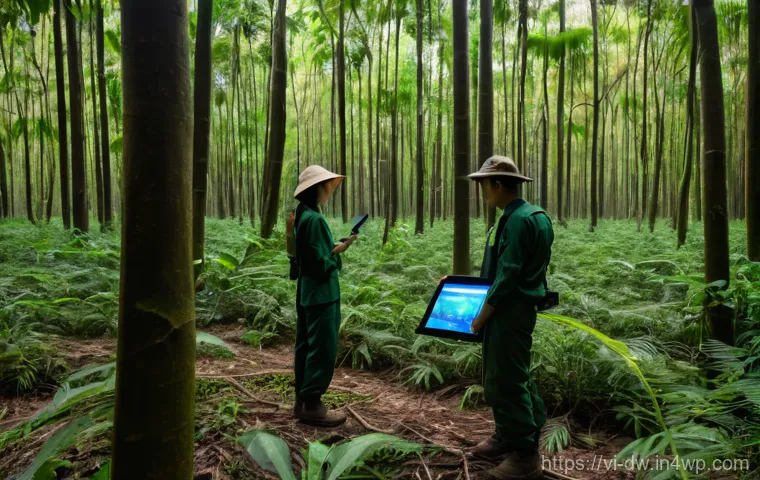 자연보호구역의 관리 방안에 대한 연구 - **Digital Forest Guardians in Vietnam**
A panoramic, high-angle shot captures a lush, dense trop...