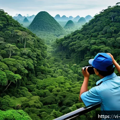 Home 33 자연보호구역 모니터링과 주민 참여의 중요성 - A high-tech wildlife conservation scene in a Vietnamese nature reserve featuring modern surveillance...