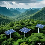 Home 23 자연보호구역의 변화를 추적하는 방법 - A detailed scene of a Vietnamese forest conservation area in the Central Highlands, featuring a netw...