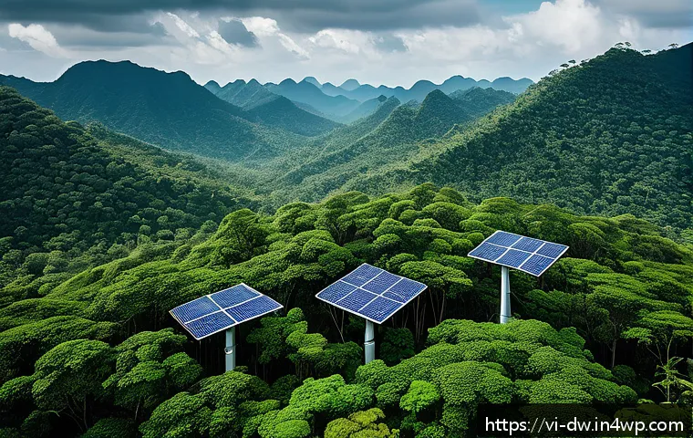자연보호구역의 변화를 추적하는 방법 - A detailed scene of a Vietnamese forest conservation area in the Central Highlands, featuring a netw...